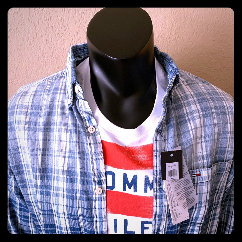 Tommy Hilfiger Men’s Button Down Blue Large